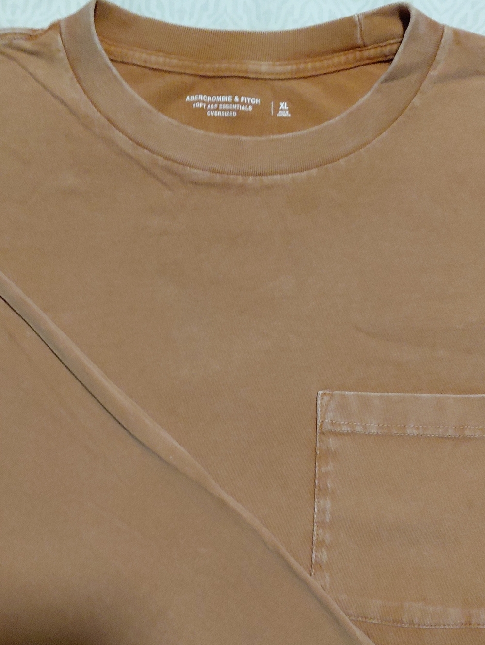 Abercrombie & Fitch Mens Soft A&F Essentials Oversized Long Sleeve Burnt Orange